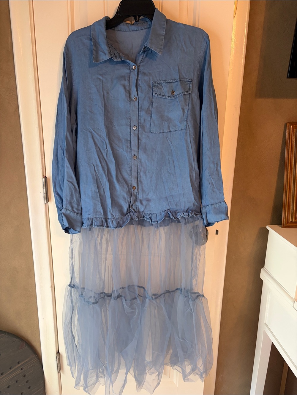 Denim and organza dress/tunic